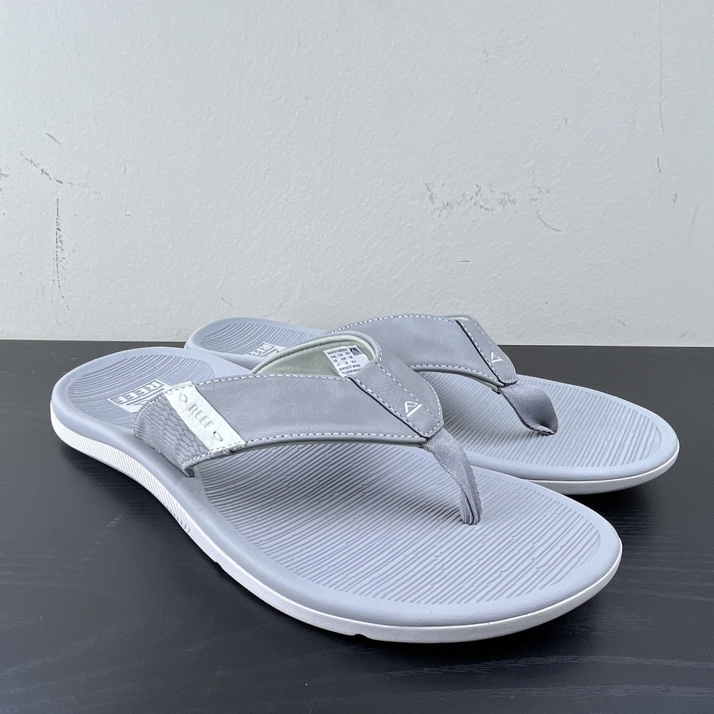 REEF Santa Ana Men's Size 13 Gray Flip Flop Sandals Logo Slip On NEW